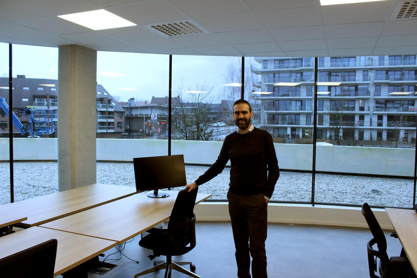 Jurgen Broos standing in new office Waregem,,Belgium