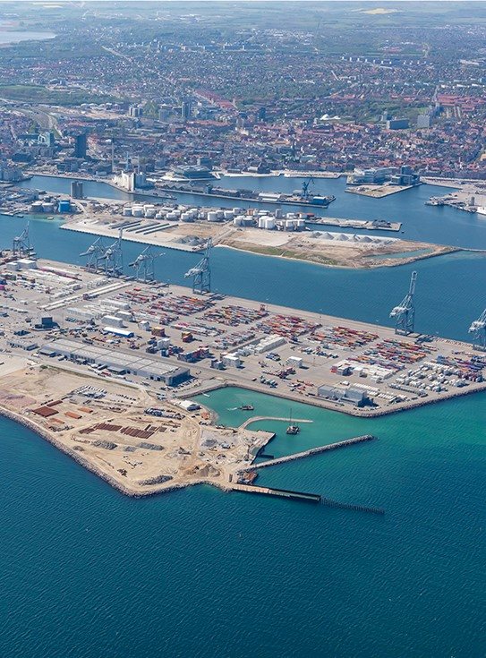 Port of Aarhus from the sky