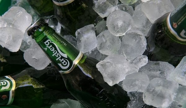 Carlsberg beer in ice